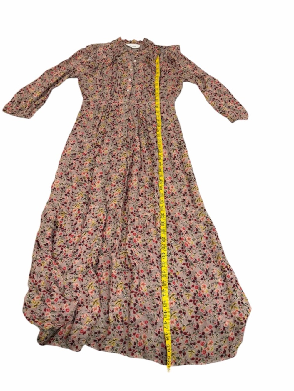 Ba&sh Maggie Ruffled Floral-Print Crepon Midi Dress Pink Size Small Milkmaid - Picture 10 of 14